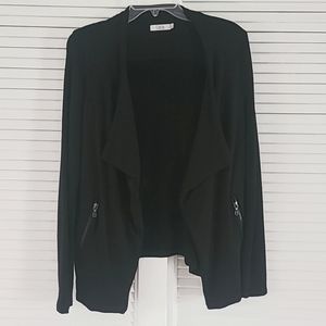 Dalia Open Drape Jacket.  Zip Pockets. Sz S. Black